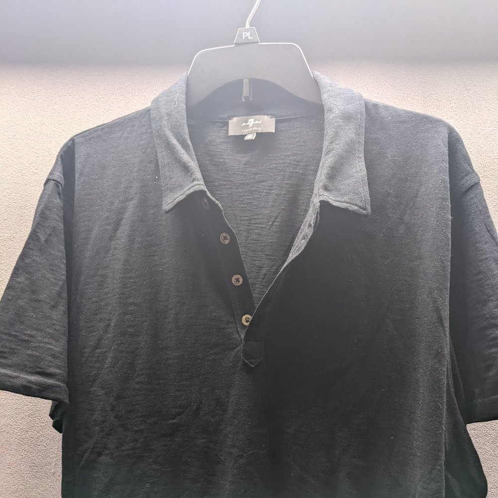 7 For All Mankind Polo Black Short Sleeve Mens XL